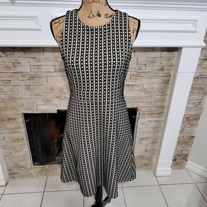 Loft black and‎ white skater dress size 4